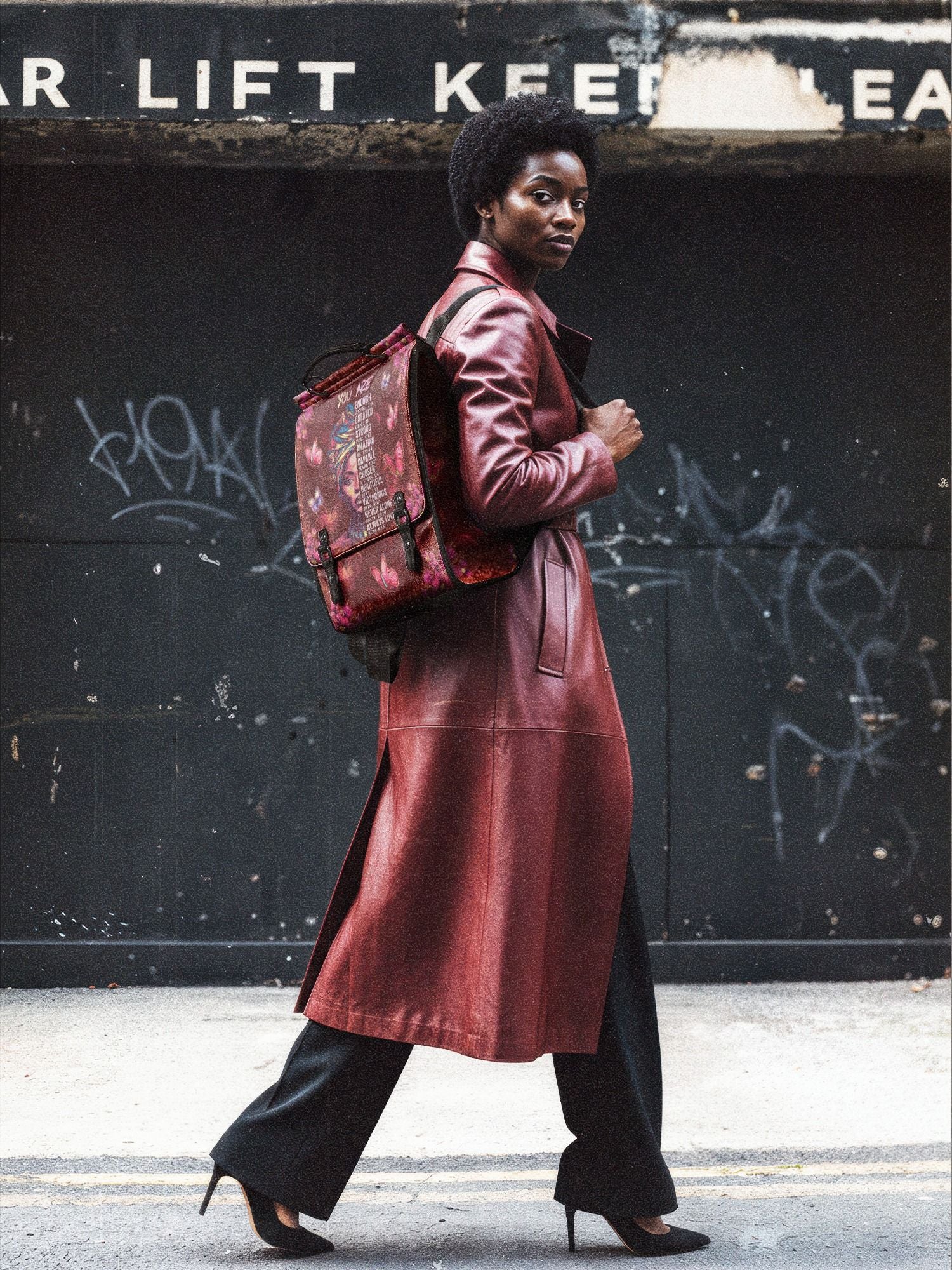 "Imani" Pomegranate Red Leather Backpack - Image 4