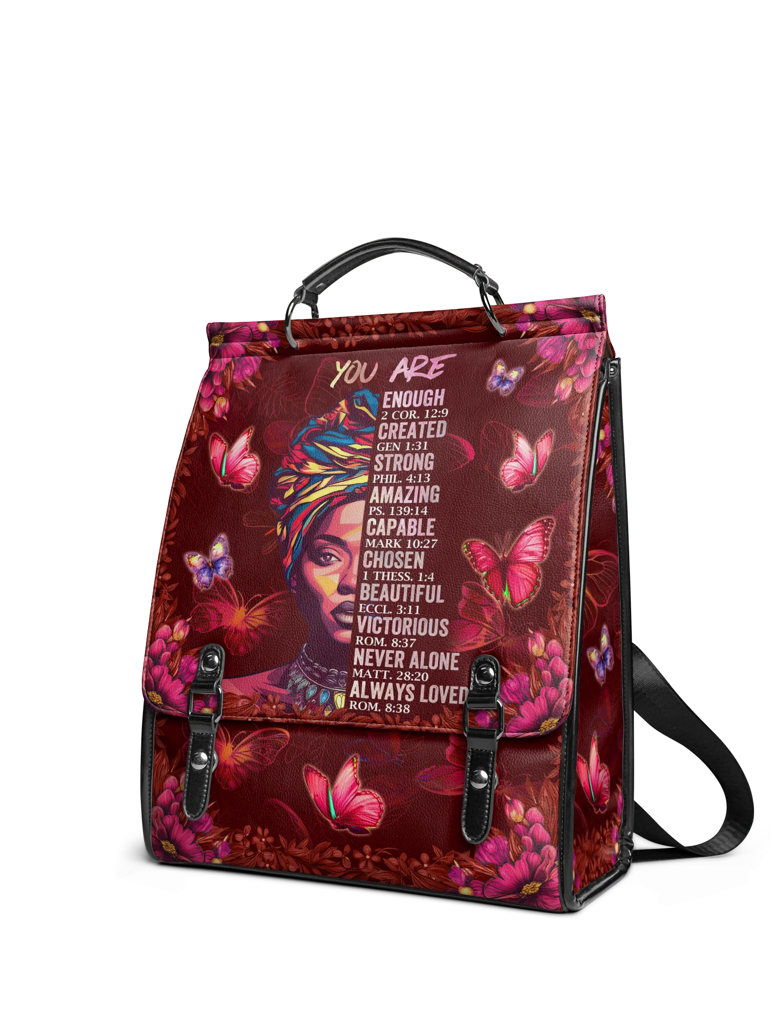 "Imani" Pomegranate Red Leather Backpack - Image 5