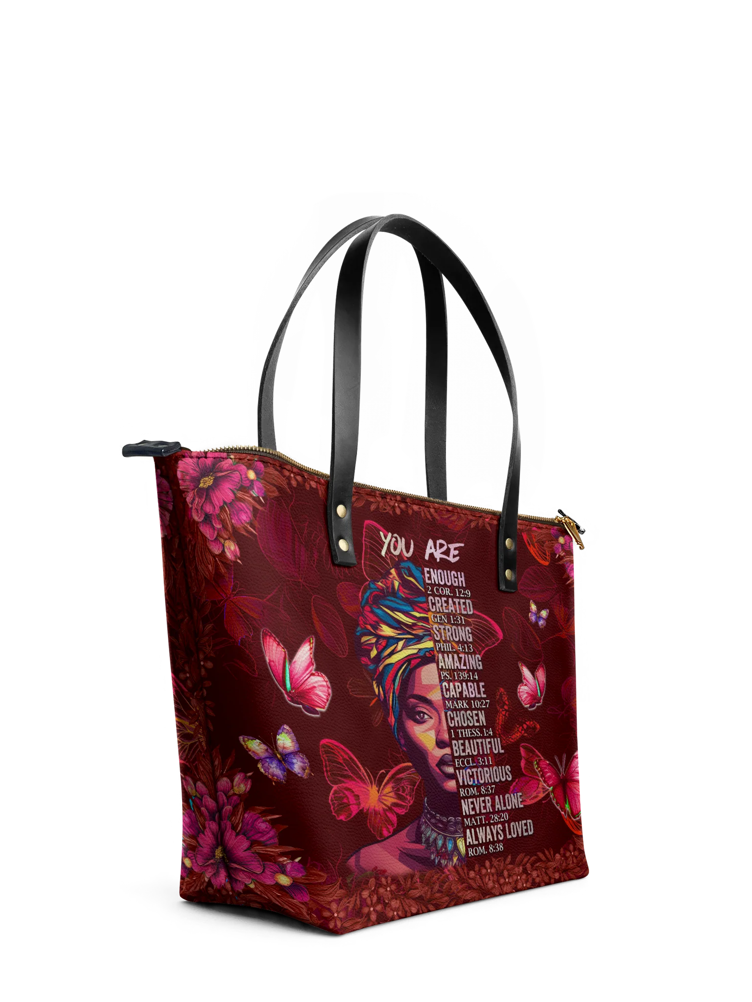 "Imani" Pomegranate Red Leather Tote Bag - Image 5