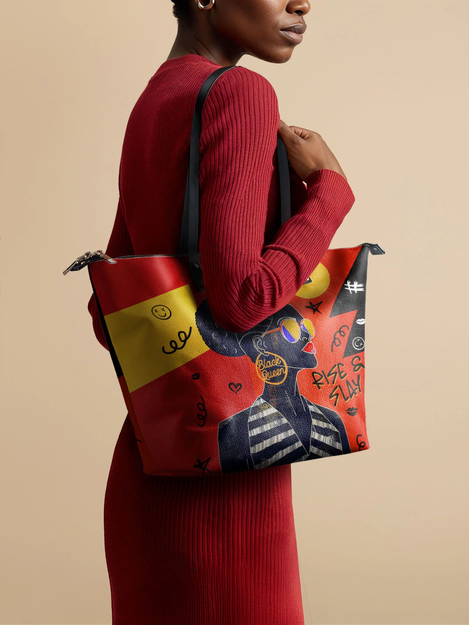 "Sanaa" Paprika Leather Tote Bag - Image 3
