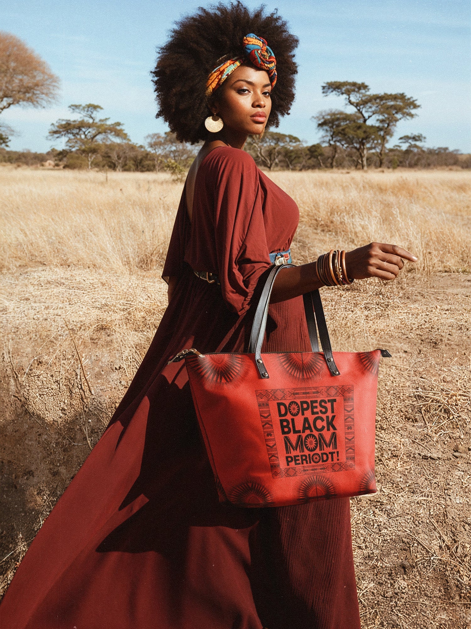 "Tajimom" Leather Tote Bag - Image 5
